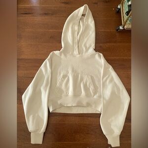 Cream Cropped Zara Hoodie small